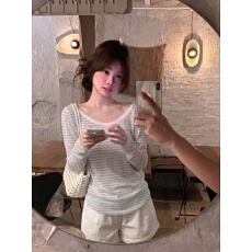 批发莱赛尔面料抖音原版做法条纹v领薄纱防晒罩衫女设计感上衣
