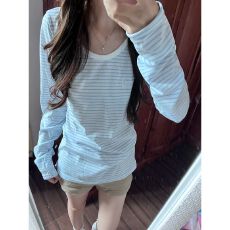 批发莱赛尔面料抖音原版做法条纹v领薄纱防晒罩衫女设计感上衣