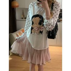 批发雪花棉防晒罩衫【抖音原版做法】长袖T恤女慵懒宽松休闲风上衣
