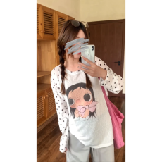 批发雪花棉防晒罩衫【抖音原版做法】长袖T恤女慵懒宽松休闲风上衣