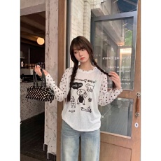 批发雪花棉防晒罩衫【抖音原版做法】长袖T恤女慵懒宽松休闲风上衣
