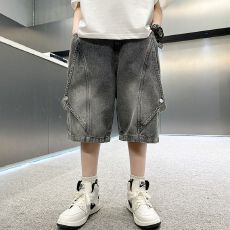 批发男童<b class='q'>夏</b>装新款牛仔短裤中大童<b class='q'>夏</b>季薄款男孩<b class='q'>夏</b>款异形裁剪七分牛仔裤