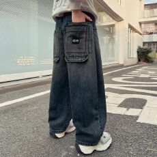 批发男童裤子<b class='q'>春</b>秋季2025新款中大童阔腿裤炸街儿童休闲百搭牛仔长裤