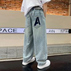 批发儿童装男童<b class='q'>春</b>秋款裤子2025新款中大童牛仔裤秋款口袋刺绣牛仔长裤