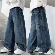 批发<b class='q'>男</b><b class='q'>童</b>牛仔长裤儿童秋装裤子2025新款春秋季中大童休闲牛仔长裤男孩