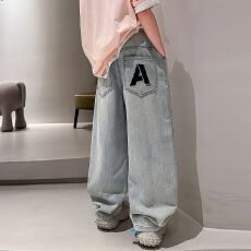 批发儿童装男童秋装裤子2025新款中大童<b class='q'>春</b>秋款男孩刺绣牛仔裤秋季长裤