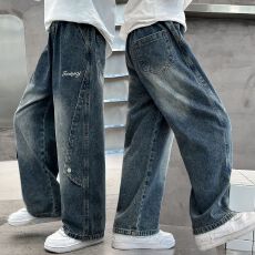 批发男童异形裁剪牛仔裤春装长裤新款春秋中大童男孩秋<b class='q'>冬</b>款帅气牛仔裤