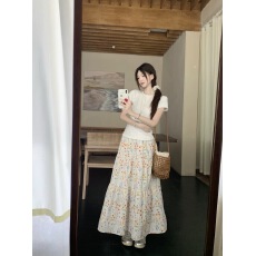 批发韩系碎花半身裙女夏季高腰显瘦宽松显瘦气质休闲风a字大摆裙子