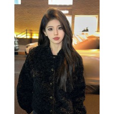 批发2025<b class='q'>秋</b>冬新款羊羔毛加厚夹克大衣高级感短款皮草小香风外套女上衣