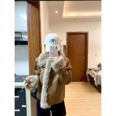 批发毛茸茸外套女冬季时尚韩版2024新款加厚环保皮草牛仔拼接毛绒上衣