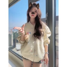 批发星星印花<b class='q'>小熊</b>棒球服外套女2025春秋新款小众设计感宽松夹克上衣潮