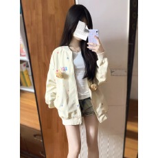 批发星星印花小熊棒球服外套女2025春秋新款小众设计感宽松夹克上衣潮