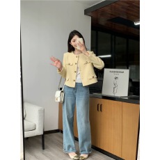 批发黄色短款小香风外套女2025年秋季新款高级感宽松百搭上衣夹克