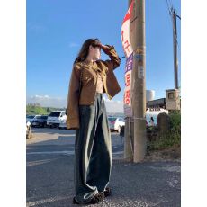 批发2025新款小香美拉德风皮衣夹克女早秋季小个子复古麂皮短外套上衣