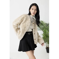 批发加厚加棉女2025<b class='q'>秋</b>冬新款小个子时尚百搭外套貂绒颗粒绒仿水貂皮草