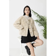 批发加厚加棉女2025<b class='q'>秋</b>冬新款小个子时尚百搭外套貂绒颗粒绒仿水貂皮草