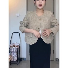 批发新款气质名媛香风<b class='q'>外套</b>圆领短<b class='q'>外套</b><b class='q'>上衣</b>短款小个子西装复古秋季法式