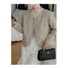 批发新款气质名媛香风外套圆领短外套上衣<b class='q'>短款</b>小个子西装复古秋季法式