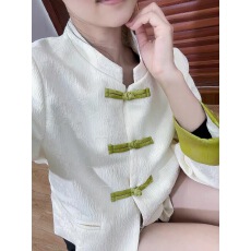 批发新中式国风盘扣外套女短款2025春秋季新款高端气质提花小香风上衣