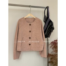 批发<b class='q'>韩版</b>短外套女2025秋冬新品圆领小清新宽松显瘦小香风气质羊毛上衣