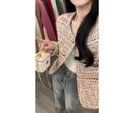批发彩色粗花呢女春秋冬上衣2025新款法式气质休闲百搭加厚短款外套