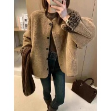 批发豹纹内里羊羔毛<b class='q'>外套</b>女欧洲站2025秋装<b class='q'>新款</b>欧货女装皮毛一体上衣潮