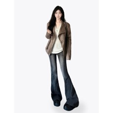 批发原版麂皮面料 有内里 美式麂皮绒短款外套春秋新款机车服夹克上衣