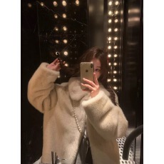 批发韩国<b class='q'>秋</b>冬款小白熊人造皮草休闲宽松翻领大衣环保仿水貂毛毛外套女