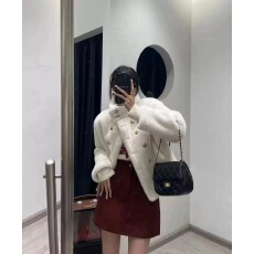 批发2025年冬季新款双排扣英伦风立领仿水貂绒加厚宽松仿皮草外套女