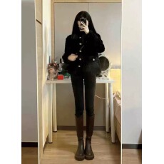 批发冬季新款高级小香风羊羔毛绒外套女设计韩系气质名媛加厚夹棉棉衣