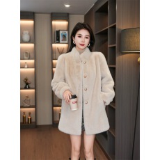 批发环保水貂毛皮草外套女冬2025新款宽松年轻款加厚皮毛一体毛绒大衣