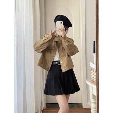 批发2025新款小香美拉德风<b class='q'>皮衣</b>夹克女早秋季小个子复古麂皮短外套上衣