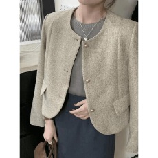 批发新款气质名媛香风<b class='q'>外套</b>圆领短<b class='q'>外套</b>上衣短款小个子西装复古秋季法式