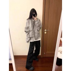 批发美式<b class='q'>街头</b>棒球服外套男女春秋设计感宽松情侣不规则铁标飞行员夹克