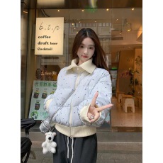 批发短款棉袄外套女2025新款冬季韩系穿搭学生拼接棉服保暖加厚小个子