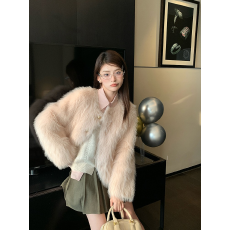 批发皮草女款2025新款可爱小清新粉色毛毛外套女冬季高级感毛茸茸上衣