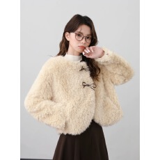 批发羊羔毛厚外套女秋冬季2025新款皮毛一体稚气奶奶风毛茸茸毛绒上衣