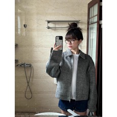 批发美式复古小香风翻领毛呢短外套女秋冬季小个子宽松百搭夹克上衣潮