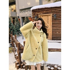 批发皮草女2025新款皮毛一体高级感羊羔毛外套<b class='q'>冬</b>季加厚立领毛毛大衣