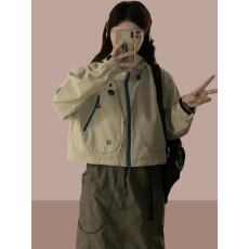 批发超好看冲锋衣女款2025新款<b class='q'>春</b>秋小个子短款防风高级感连帽夹克外套