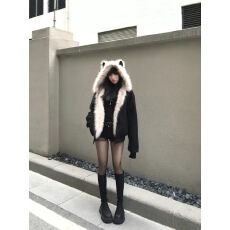 批发座山雕麂皮毛领猫耳朵棉服男女2025冬季新款情侣cleanfit保暖棉衣