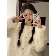 批发超好看羊羔毛外套女冬季2025新款高级感小个子加厚夹棉羊羔绒棉服