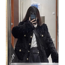 批发冬季新款高级小香风羊羔毛绒外套女设计韩系气质名媛加厚夹棉棉衣