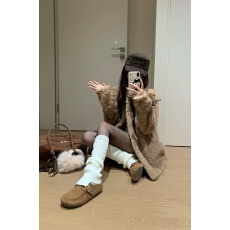 批发小熊心事立领染尖花狐貂皮毛一体女冬季慵懒风休闲环保皮草外套