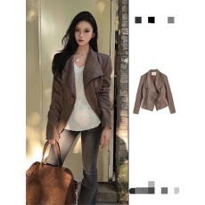 批发原版麂皮面料 有内里 美式麂皮绒短款外套春秋新款机车服夹克上衣