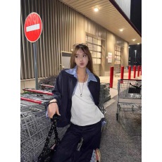 批发撞色拼接假两件外套女春秋2025新款美式复古宽松<b class='q'>情侣</b><b class='q'>翻领</b>开<b class='q'>衫</b>夹克