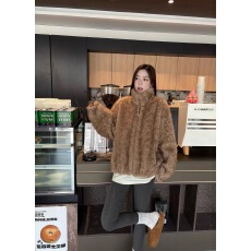 批发原版加厚夹棉 有内里 轻奢感环保毛仿皮草保暖毛绒外套女宽松外套