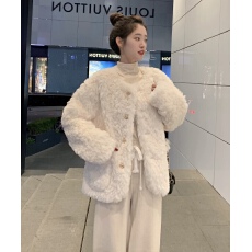 批发超好看羊羔毛外套女冬季2025新款高级感小个子加厚夹棉羊羔绒棉服