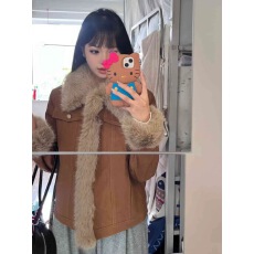 批发毛茸茸外套女冬季时尚韩版2024新款加厚环保皮草牛仔拼接毛绒上衣