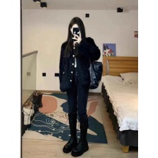 批发冬季新款高级小香风羊羔毛绒外套女设计韩系气质名媛加厚夹棉棉衣